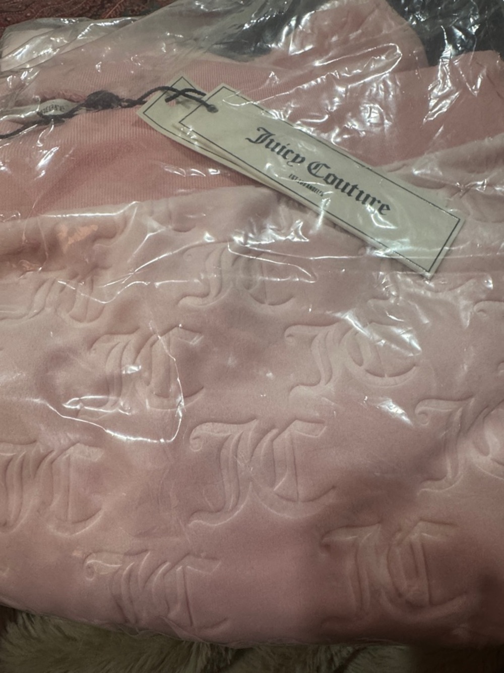 Juicy Couture Embossed “JC”Patterned Velour Track Pants/Size XL/NIB/SEALED! - Picture 7 of 16